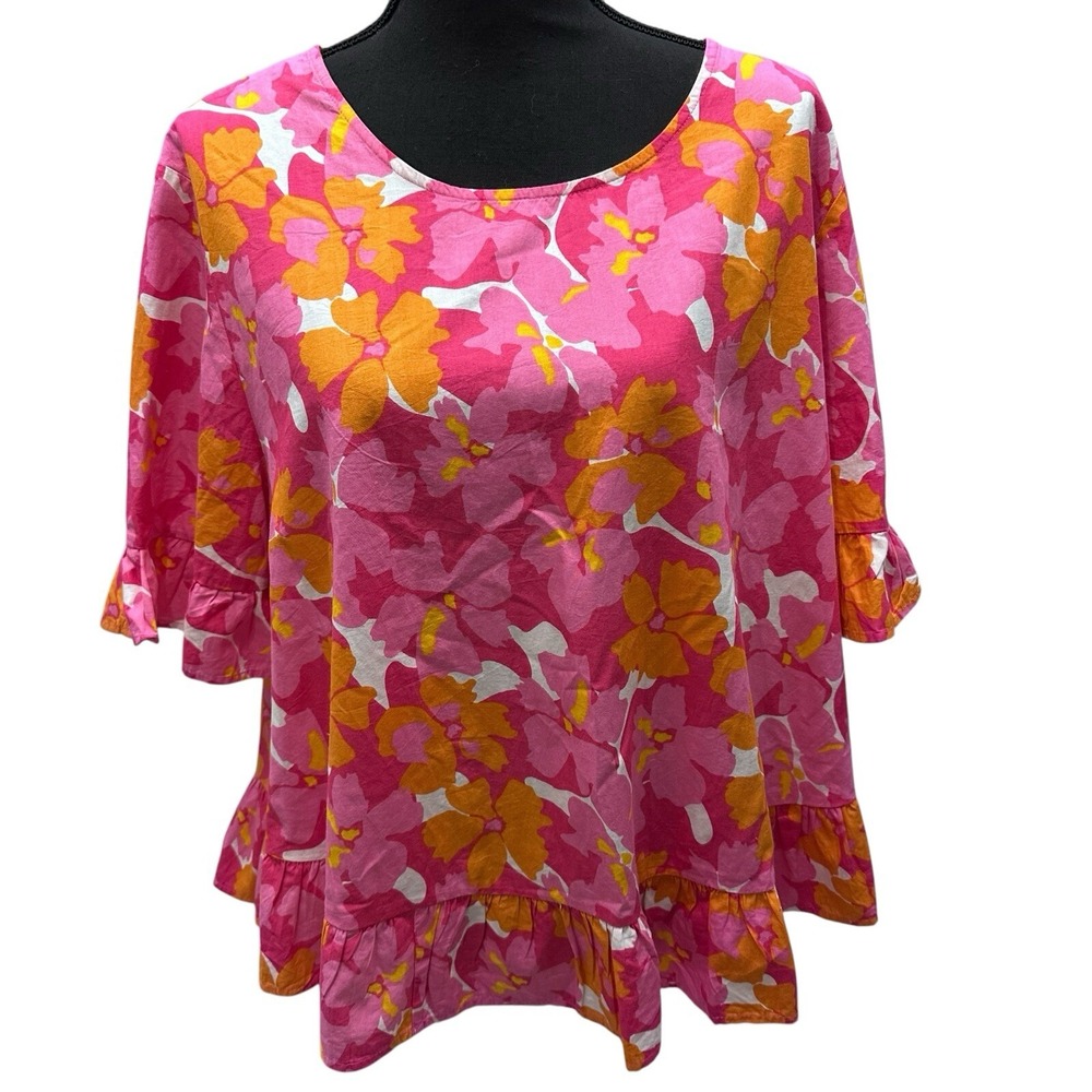 Charlie Paige Floral Top Shirt Size XL Floral Babydoll‎ Pink Beach Resort NWT